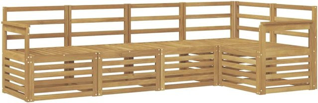 vidaXL Outdoor-Sofagarnitur 5-teilig aus Akazienholz in Weiß, L-Form, B/T/H: 247 x 128,5 x 73 cm - Bild 1