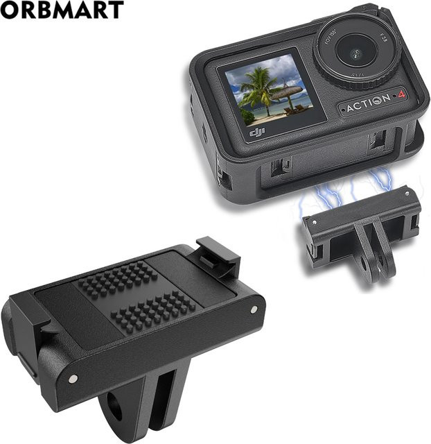 DJI Magnetischer Quick Release Adapter und Gabel-Verlängerungshalterung für OSMO Action 4, 3 und 5 Pro in Schwarz - Bild 1
