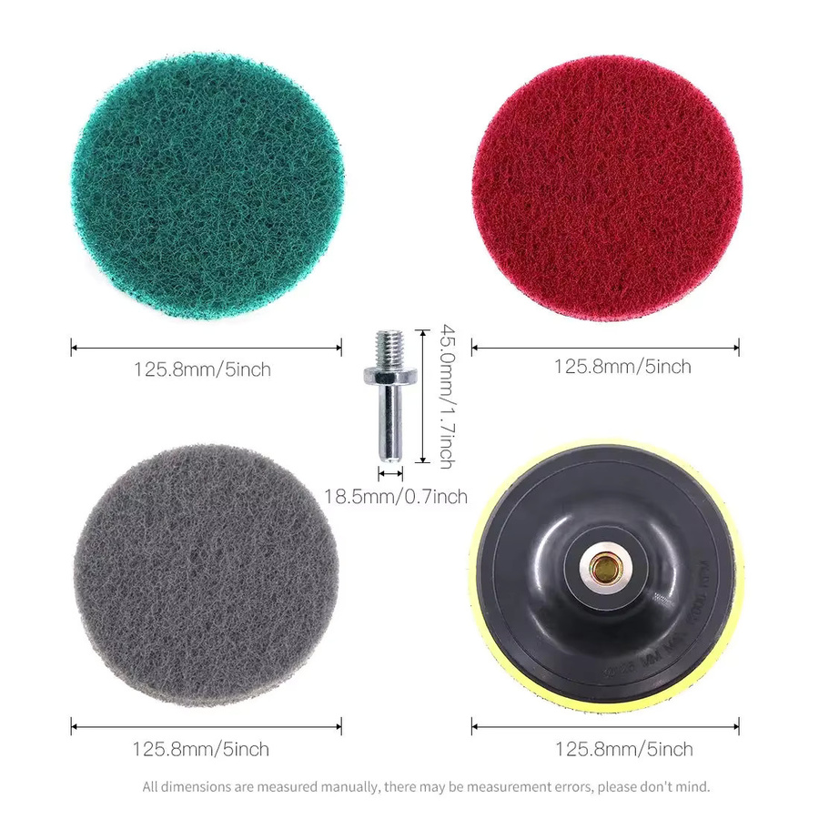 VIBRATITE 5-Zoll-Bohrmaschinen-Reinigungsset mit Bürsten und Scheuerschwämmen für Bad und Küche, mehrfarbig - Bild 2
