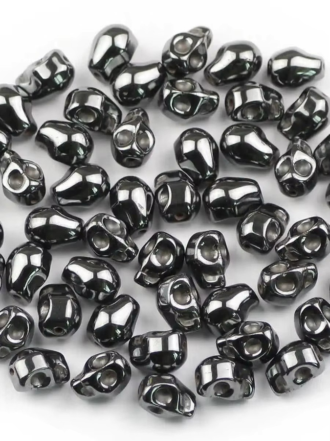 JHNBY Anhänger Naturstein Schwarz, Skelett, Kugeln, Unisex - Bild 6