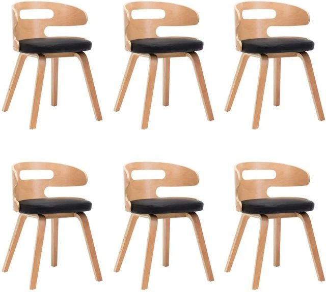 6er Set vidaXL Esszimmerstühle aus Bugholz und Kunstleder in Schwarz - Bild 1