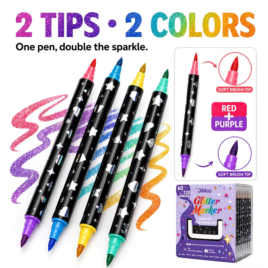 Zweifarbige Glitzer-Marker in Multicolour für Journaling, Scrapbooking und DIY-Bastelbedarf - Bild 2