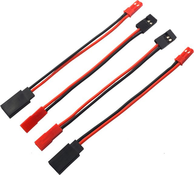 2 Paare JST auf JR Stecker Adapter Set mit Kabel für RC Flugzeuge, Hubschrauber und Autos, männlich und weiblich, rot, 10 cm - Bild 1