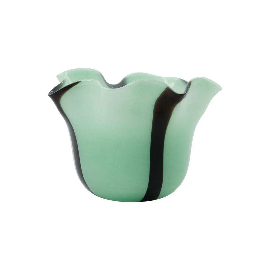 House Doctor Vase Loose grün aus Glas mit asymmetrischer Form, Höhe: 23 cm - Bild 1