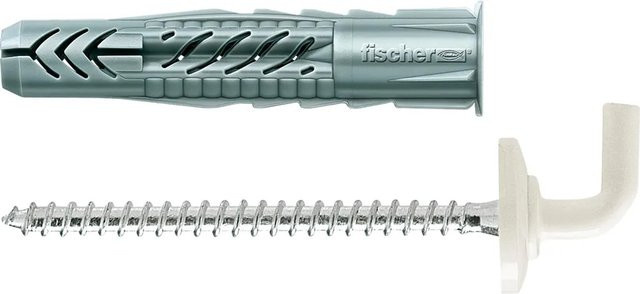 Fischer Universaldübel UX 8 x 50 WH N K aus Nylon mit Rand und Winkelhaken, Grau - Bild 1