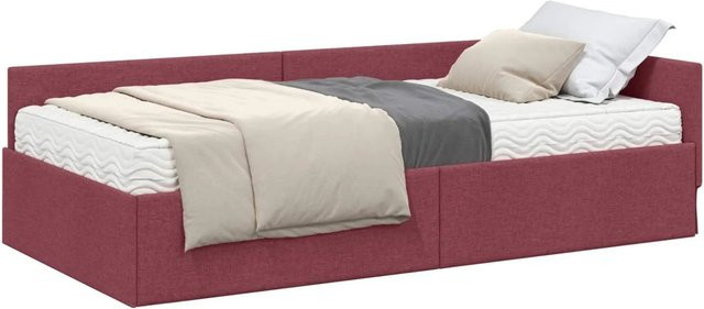 vidaXL Eckbettgestell mit Matratze in Grau aus Stoff, 2-teiliges Set, B/T: 90 x 200 cm - Bild 1