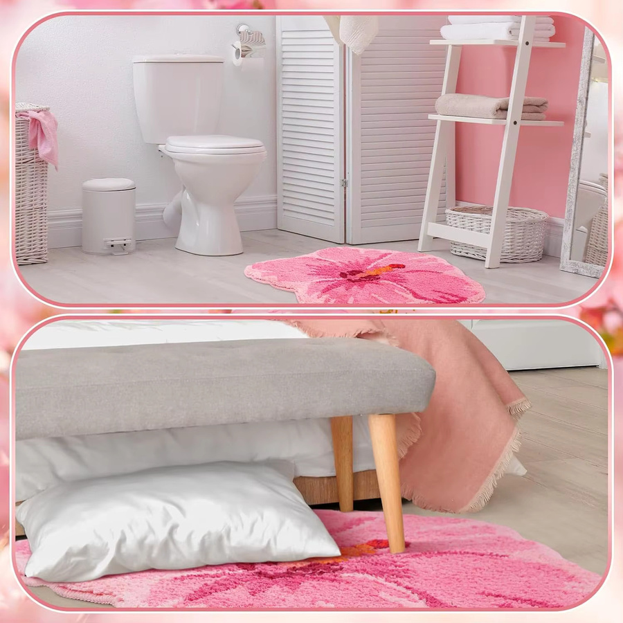 VIKAMA Teppich Blossom in Pink mit floralem Design für Wohnzimmer, Schlafzimmer und Flur - Bild 2