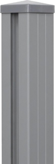 GroJa Lumino Pfosten aus Aluminium in Silbergrau inklusive Kappe zum Aufdübeln, B/T/H: 7 x 7 x 190 cm - Bild 1