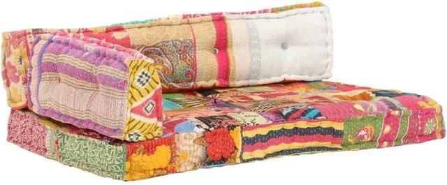 vidaXL Palettensofa-Auflage Patchwork Ethnic Design aus Baumwolle, Mehrfarbig, B/T: 120 x 120 cm - Bild 1