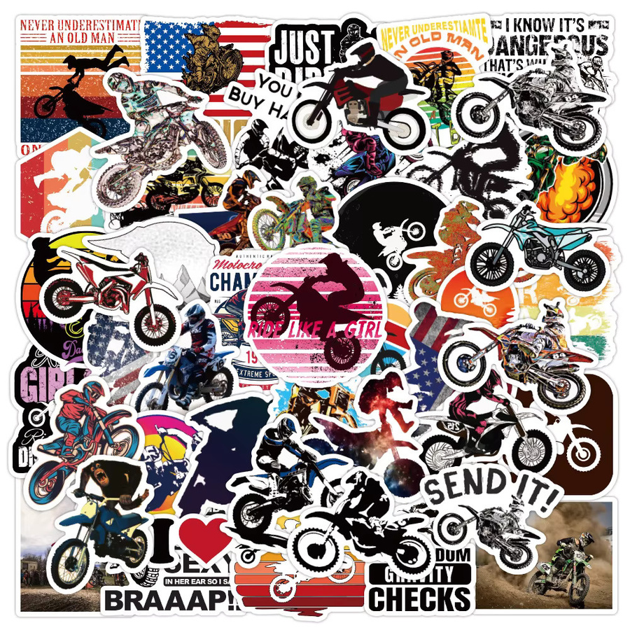 Charile Motocross Motorrad Aufkleber, Cartoon Dirt Bike Graffiti, Wasserdicht, 10/30/50 Stück - Bild 2