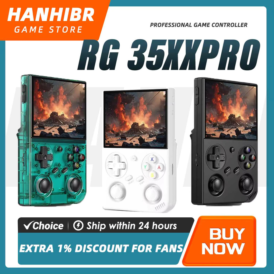 Anbernic RG35XX PRO Retro-Spielkonsole mit 3,5 Zoll IPS OCA Bildschirm, Linux 64-Bit, Dual-Joysticks und Vibrationsmotor in White und Multicolour - Bild 1