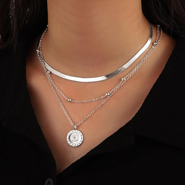 Halskette 925 Silber, Drei-Lagen, Damen - Bild 1