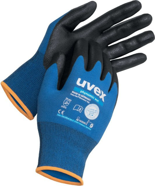 Uvex Schutzhandschuhe Phynomic Wet in Anthrazit und Blau, Größe 08 - Bild 1