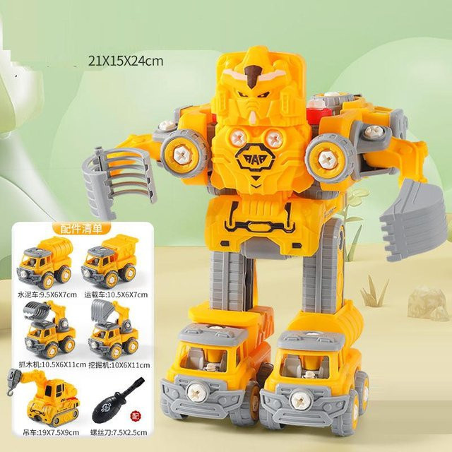 Kidsly 5 in 1 Zerlegbare Roboter-LKW-Fahrzeuge, DIY-Bau-LKW-Spielzeug, ab 3 Jahren - Bild 1