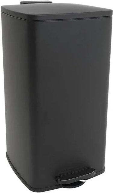 PROREGAL Tretmülleimer für Küche und Bad mit Softclose und Stay-Open Deckel, 50l, Stahl Matt Schwarz, Rechteckig - Bild 1