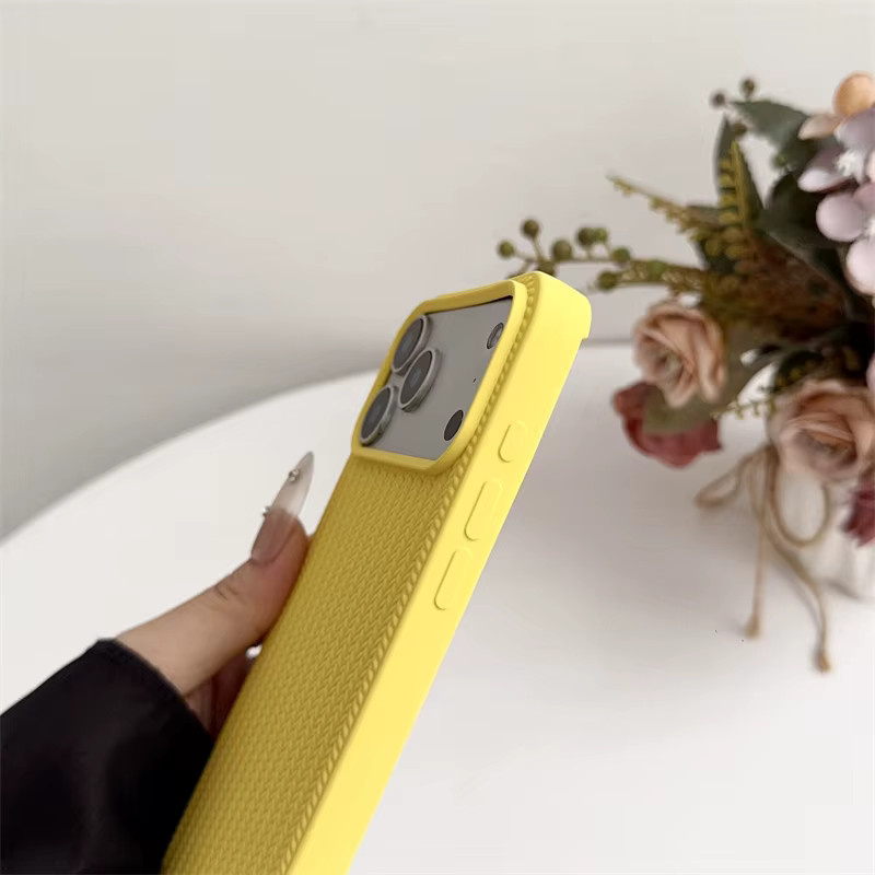 Matte gewebte Handyhülle für Apple iPhone 17 16 15 14 13 12 11 Pro Max, luftstoßfest und rutschfest, in Grau und Gelb - Bild 2