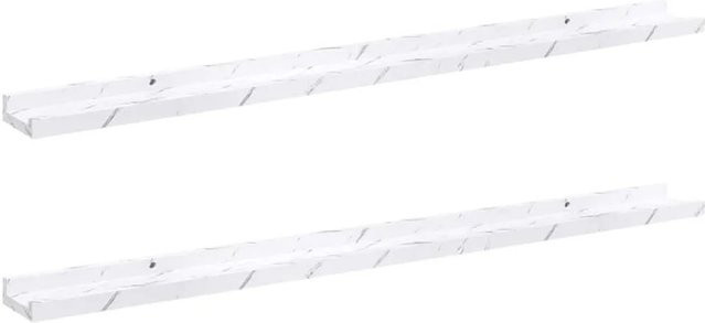 vidaXL Wandregal 2er Set in Weiß Marmor aus Holzwerkstoff, B: 100 cm, T: 9 cm, H: 3 cm - Bild 1