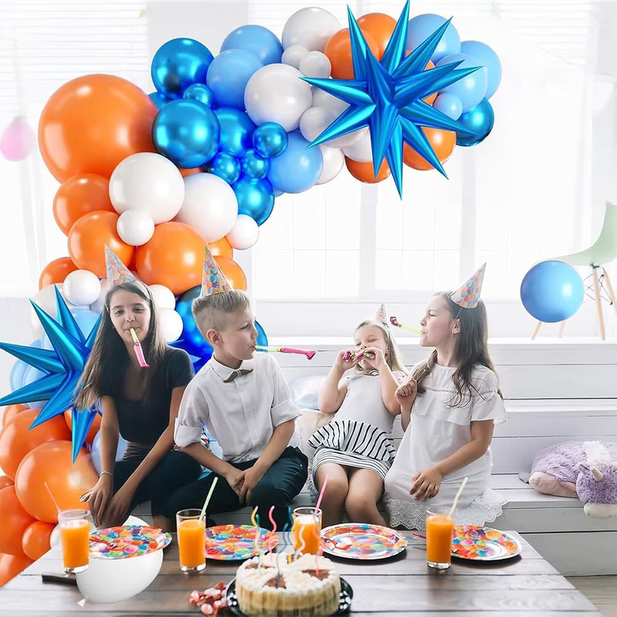 YAYB 107-teiliges Ballonbogen-Girlanden-Set in Blau, Orange und Weiß für Weltraum-Themen, Babypartys, Geburtstage oder Abschlussfeiern - Bild 2