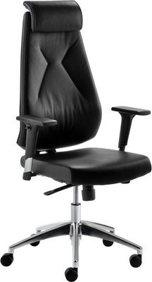 Mayer Sitzmöbel Drehstuhl 2462 mit Kopfstütze und Armlehnen in Schwarz, Höhenverstellbarer Bürostuhl aus Leder und Metall, B: 66 cm, H: 67 cm - Bild 1