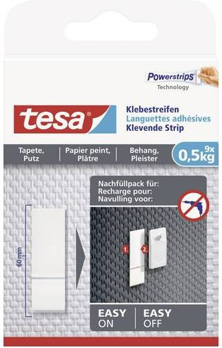 tesa Klebestreifen für Tapeten und Putz, weiß, 2-seitig, 9 Stück - Bild 1