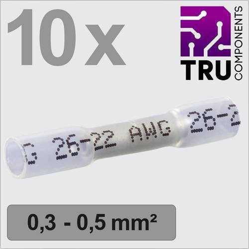 TRU COMPONENTS TC-13448488 Stoßverbinder mit Schrumpfschlauch 0.3mm² und 0.5mm², vollisoliert, Weiß/Transparent, 10 Stück - Bild 1