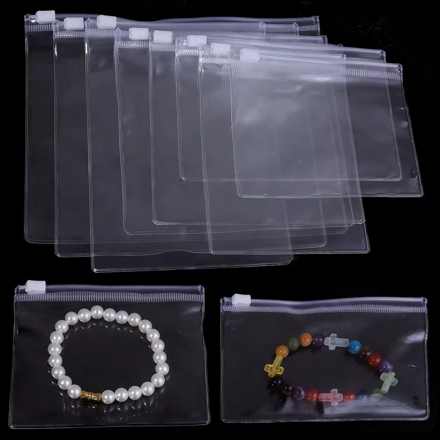 10er Set transparente PVC Ziplock Beutel aus Kunststoff zur Schmuckverpackung und Aufbewahrung von Ohrringen - Bild 2