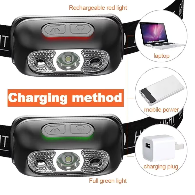 Heinast Mini LED Stirnlampe mit Bewegungssensor, Wasserdichte Camping-Taschenlampe für Outdoor und Angeln, Schwarz - Bild 5