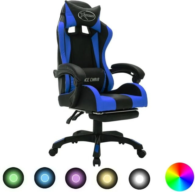 vidaXL Gaming-Stuhl mit RGB LED-Leuchten in Blau-Schwarz aus Kunstleder - Bild 1