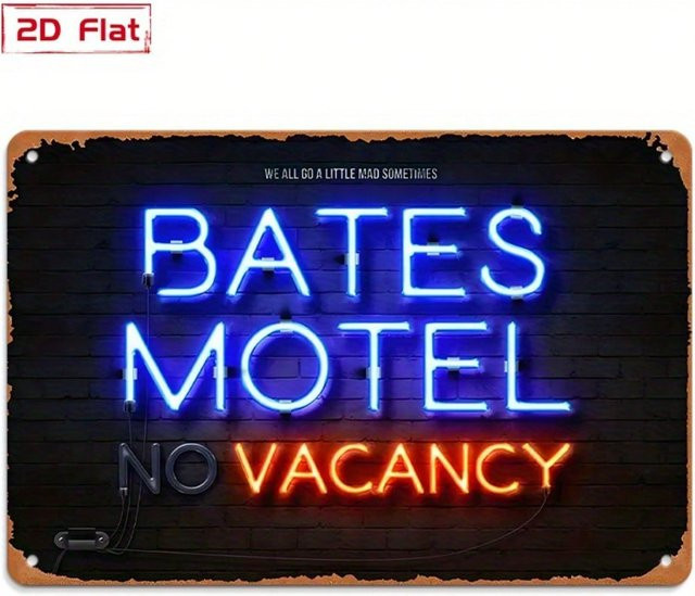 CIFBUY Metall-Wandkunst Bates Motel No Vacancy Schild in Blau im Vintage-Retro-Stil als hängende Dekoration - Bild 1