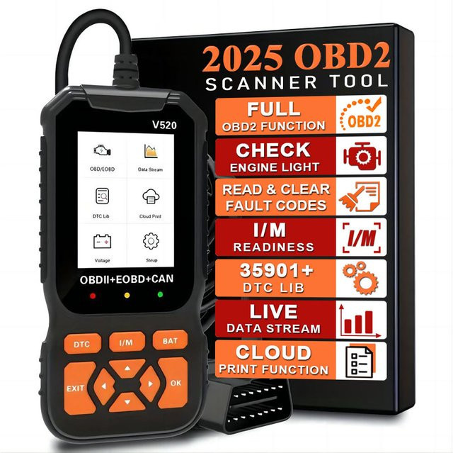 RUOGINSS OBD2-Scanner Diagnosetool in Schwarz zur Motorkontrollleuchten-Fehlerdiagnose und Reset-Funktion für alle Fahrzeuge - Bild 1