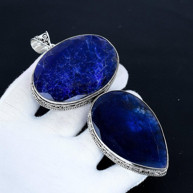 JewelryMart Anhänger 925 Silber, Saphir, Damen, 10 cm, blau - Bild 1