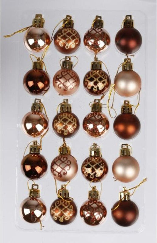 Buri 20er-Set Weihnachtsbaumschmuck in Rosa, geometrische Kunststoff-Hängeornamente, Durchmesser: 3 cm - Bild 1