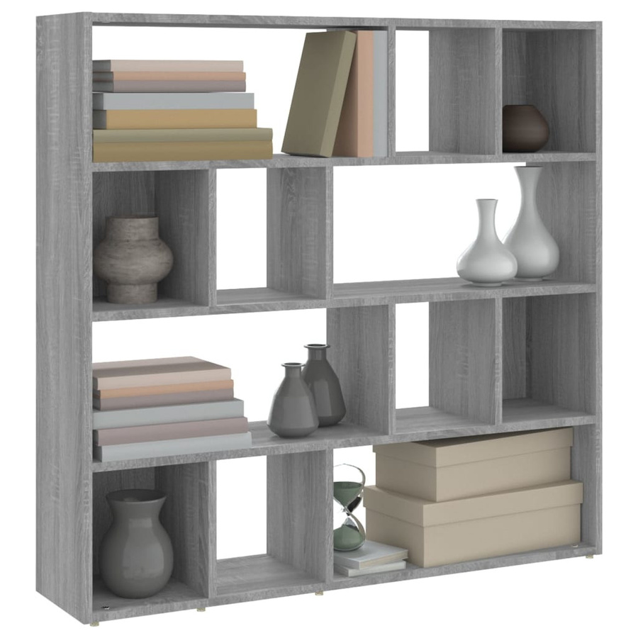 vidaXL Bücherregal Raumteiler Sonoma Grau B/T/H: 105 x 24 x 102 cm - Bild 5