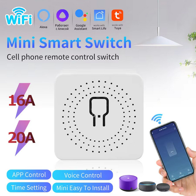 Tuya GGBEE Smart WLAN-Schalter mit 16A/20A Empfänger in Weiß für Smart Life App und 2-Wege-Steuerung, kompatibel mit Alexa und Google Assistant - Bild 1