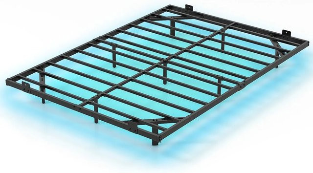 Costway Metallbett in Schwarz mit LED-Unterbettbeleuchtung und Fernbedienung, B/T/H: 200 x 140 x 30 cm - Bild 1