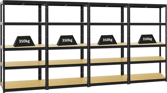 PROREGAL Schwerlastregal Slim Elephant Schwarz, 5 Ebenen, H x B x T: 180 x 90 x 45 cm - Bild 1