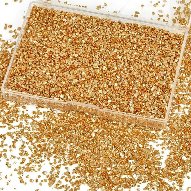 Goldene Crushed Glass Glitter Dekoglas-Splitter für Bastelarbeiten, 99 g - Bild 1