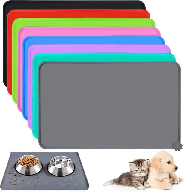 booteely Silikon Futtermatte für Katzen und Hunde, wasserdicht und rutschfest, hochrandig, Farbe: Grün - Bild 1