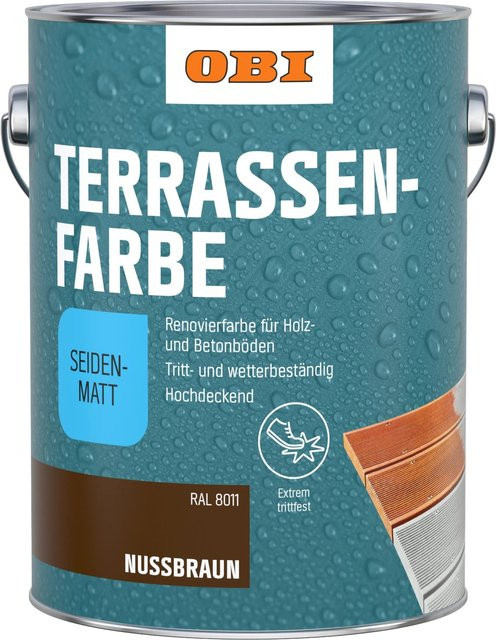 OBI Terrassenfarbe Nussbraun RAL 8011 seidenmatt 2,5 l - Bild 1