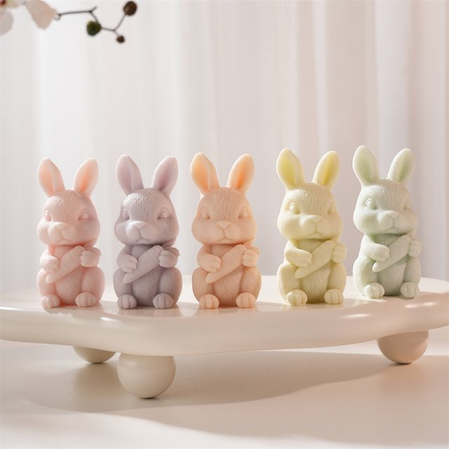 SANZON Silikonform Hase mit Karotte für Kerzen und Sojawachs, Pink und Mehrfarbig - Bild 1