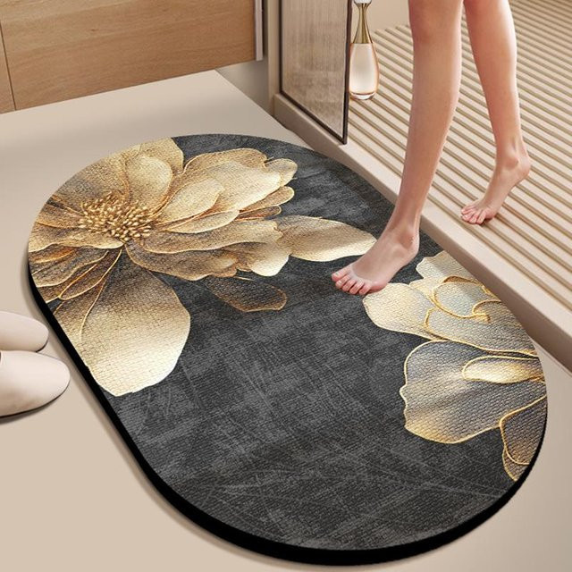 Saugfähige und rutschfeste Kieselgurmatte für das Badezimmer, grau, B/B: 40 x 60 cm - Bild 1