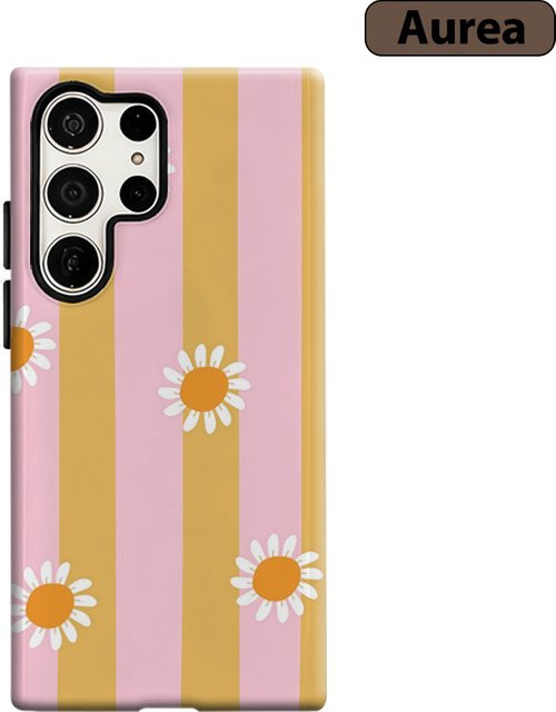 Stoßfeste Handyhülle mit gelben Gänseblümchen-Streifen für Samsung Galaxy S25 Ultra, S24 und S23 Ultra Plus in Gelb und Multicolour - Bild 1