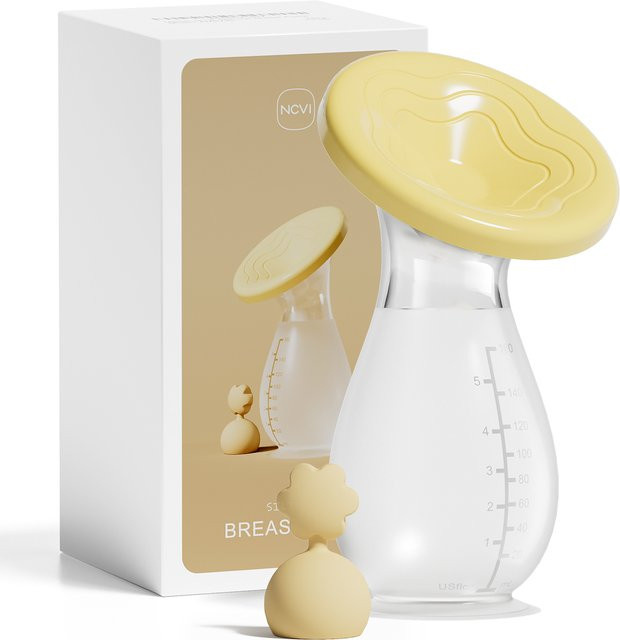 NCVI Milchsammler aus lebensmittelechtem Silikon mit Saugnapf, Staubschutzdeckel und Verschluss, 160 ml - Bild 1