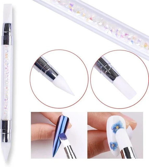 Full Beauty Dual-ended Silikon Nail Art Stift, Weiß, Unisex - Bild 1