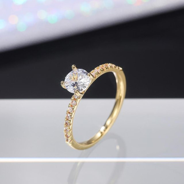 Huitan Verlobungsring, Kupfer, Zirkonia, Gold, Damen - Bild 1