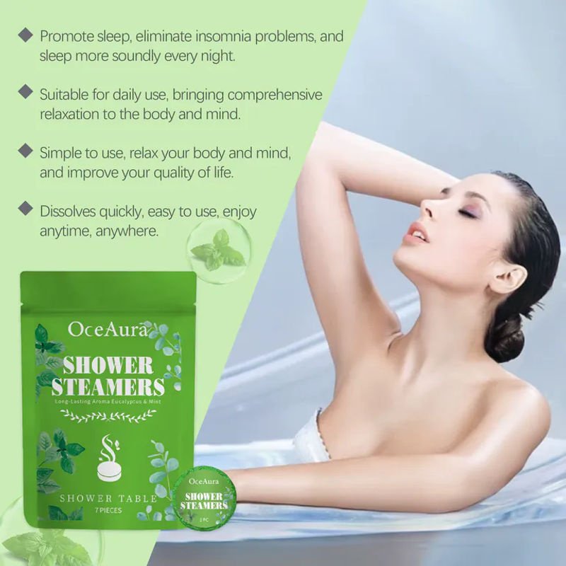 OceAura Aromatherapie Dusch-Tabletten Minze, Erfrischend und Beruhigend, Green, 7 Stück - Bild 3