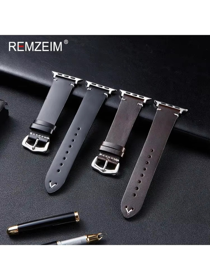 REMZEIM Uhrenarmband Leder, Schwarz, Herren - Bild 3