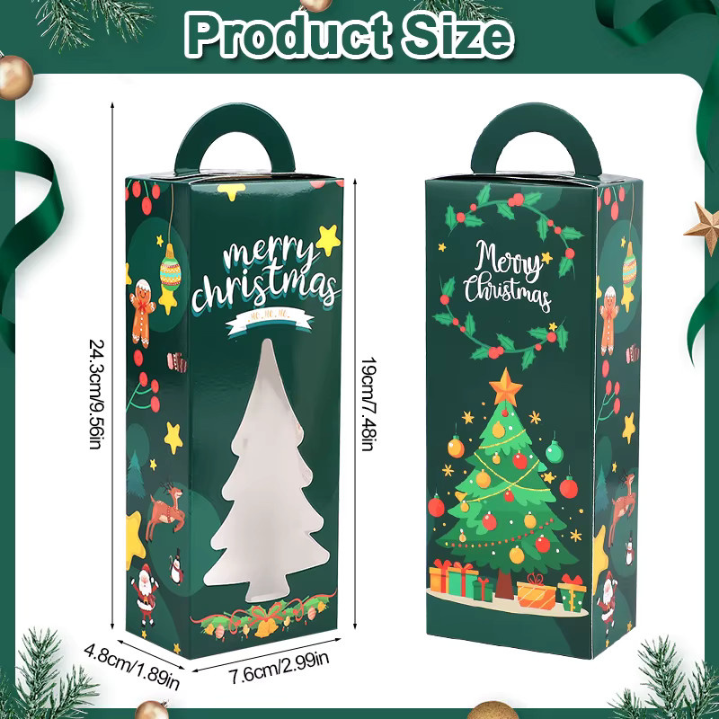6 Stück ZQNYCY Geschenkboxen aus Papier mit grünem Weihnachtsmotiv für deine Weihnachtsgeschenkverpackungen - Bild 6