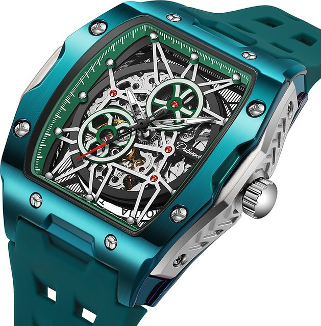 dulunwe Armbanduhr Automatik, Edelstahl, Schwarz, Herren, Leuchtzeiger - Bild 1