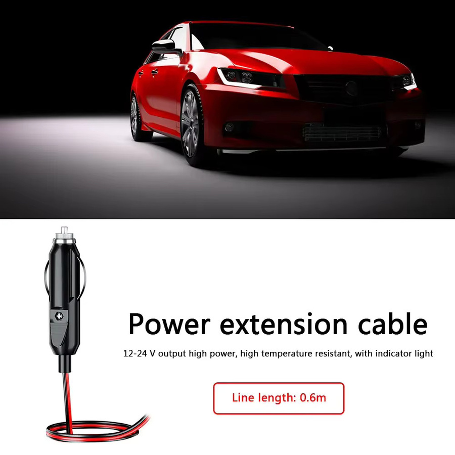 DC 12V 24V Auto Zigarettenanzünder Adapter mit LED-Anzeige und 4m Kabel in Schwarz - Bild 3